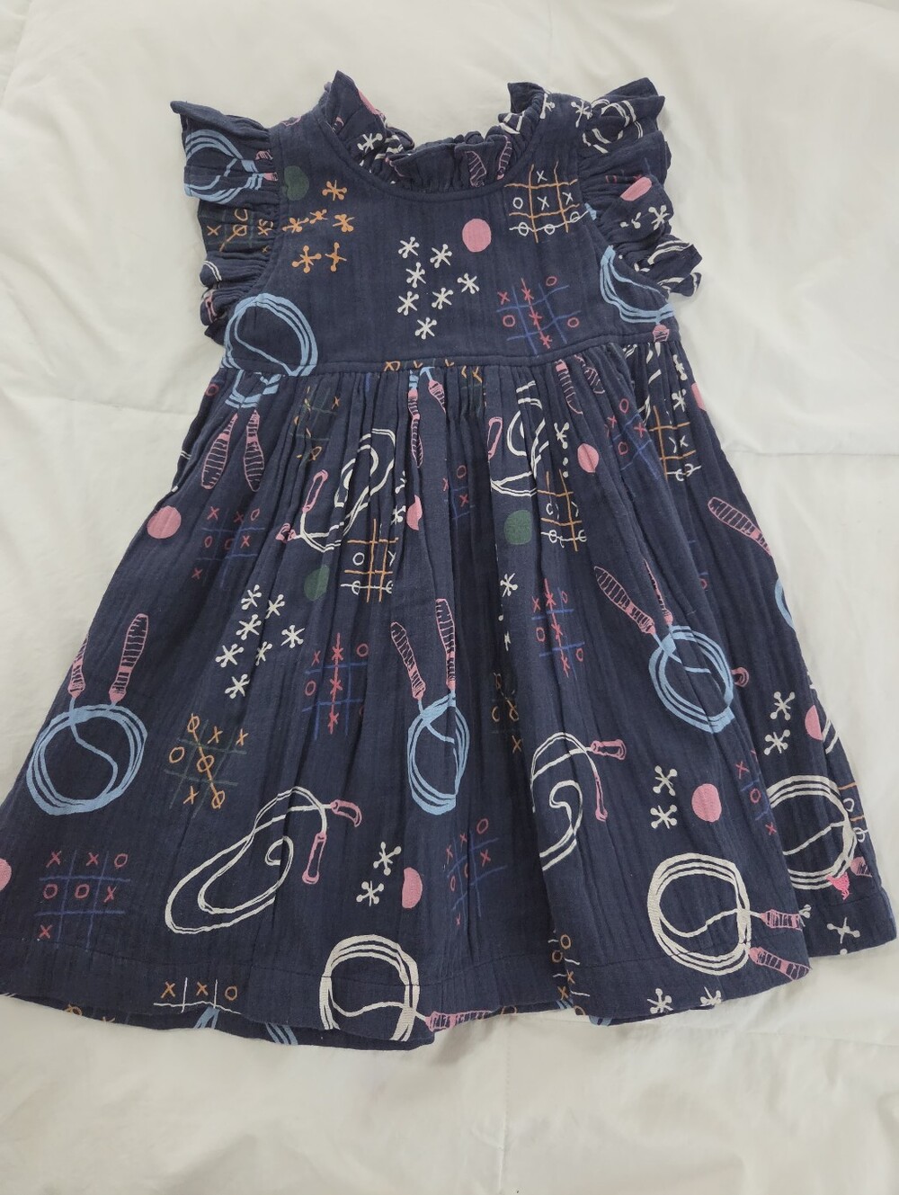 Pink Chicken Dress 3Y/3T Tic Tac Toe Navy Lined
